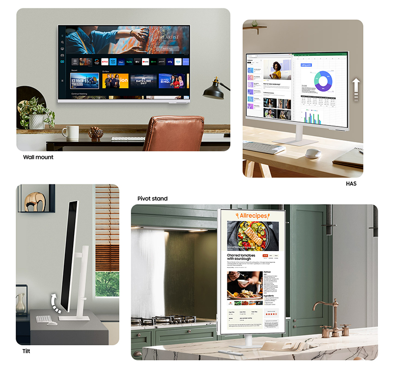 Samsung M70C Smart Monitor 4K UHD with Streaming TV USB-C and Ergonomic Stand